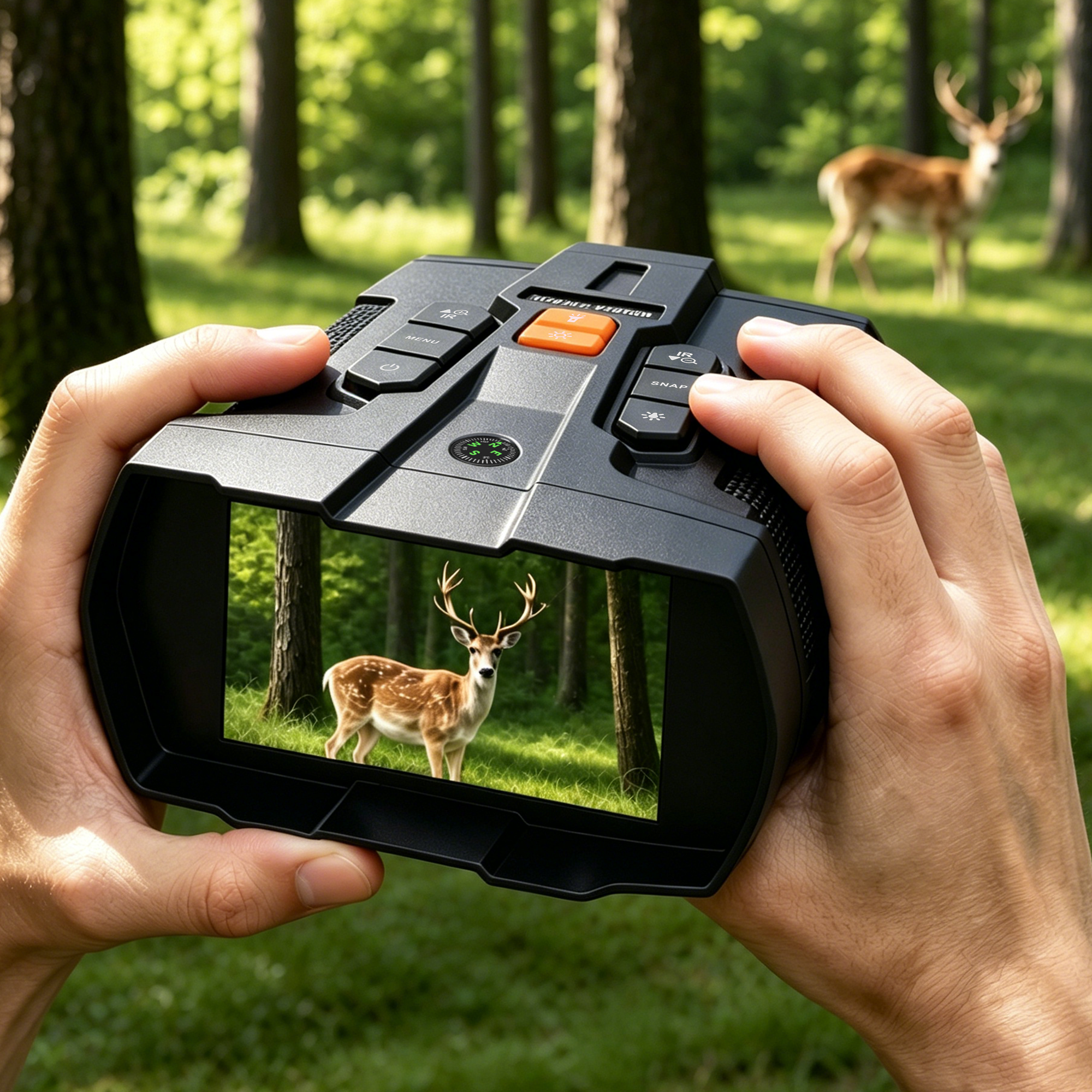 Minener NOX-V5 night vision binoculars for wildlife viewing in the forest