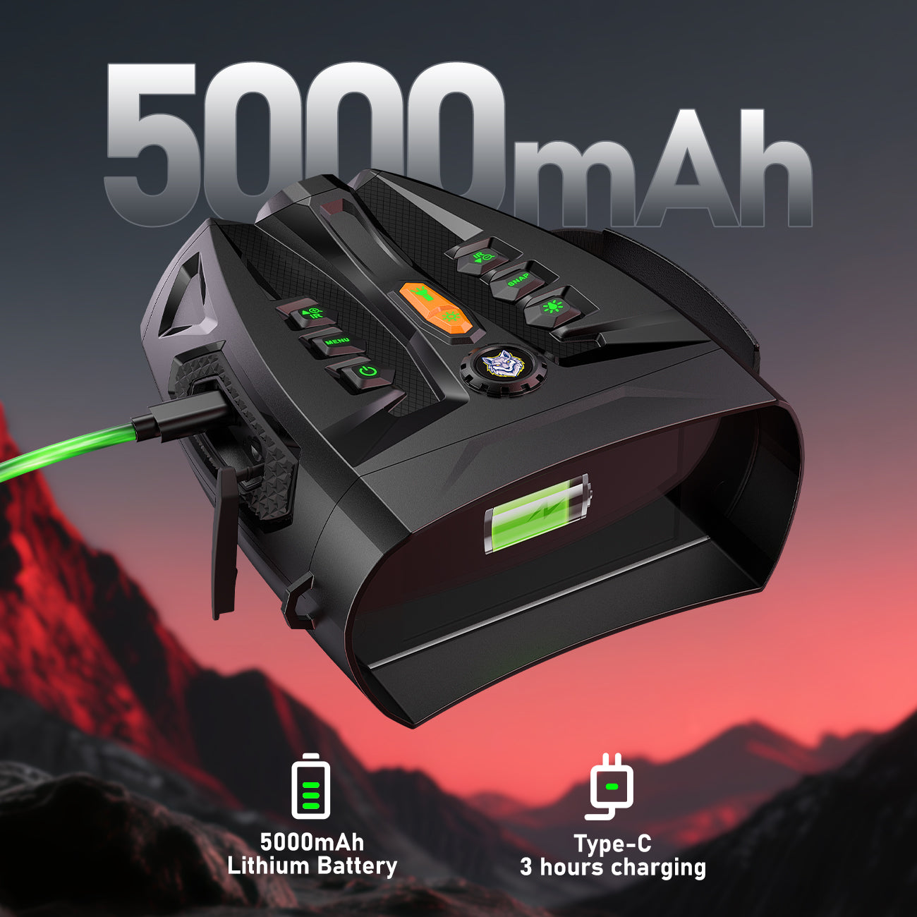 Minener NOX-V6 night vision goggles with 5000mAh battery, Type-C charging, long battery life, portable night viewing device for outdoor use