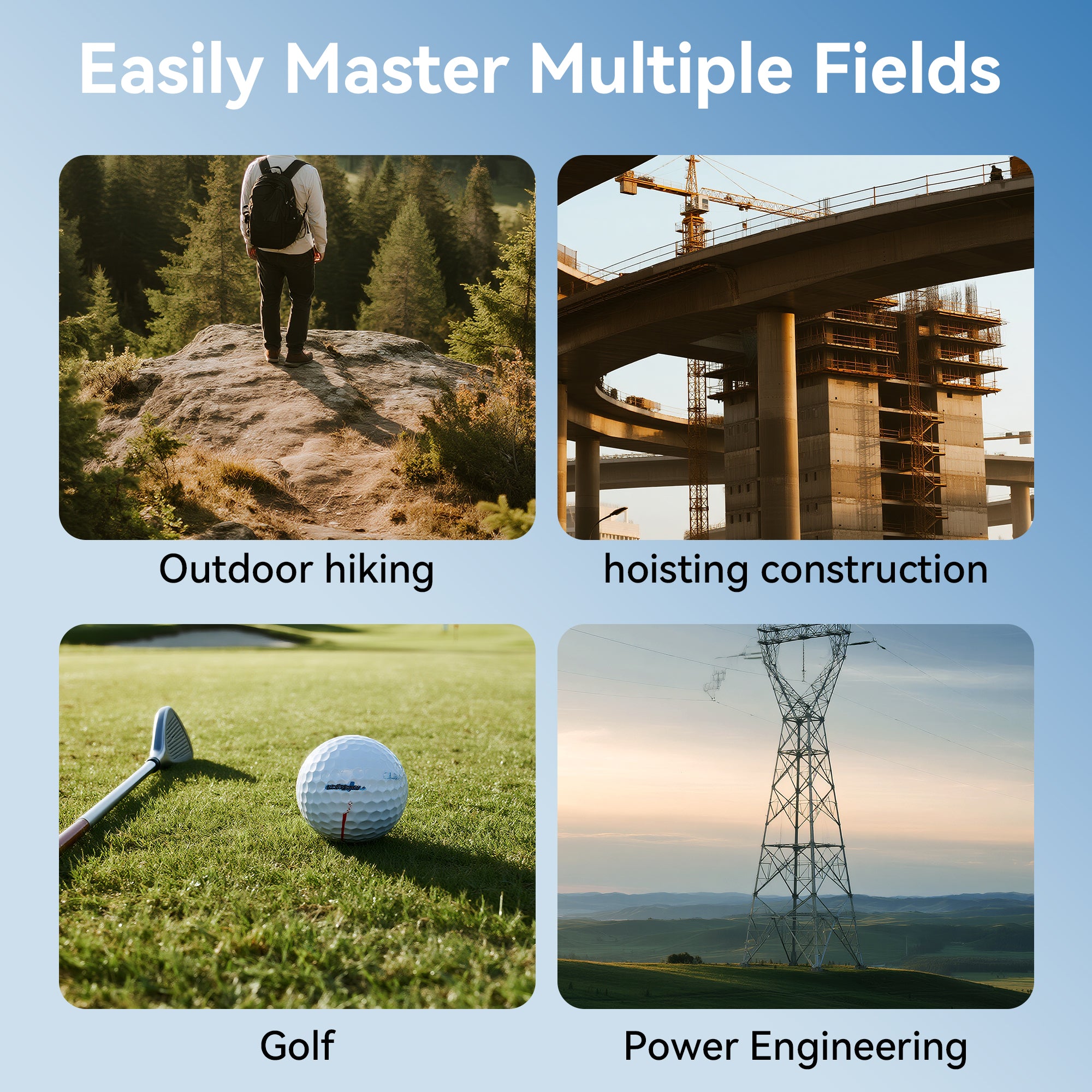 Minener Precision G2 Golf Rangefinder: A versatile tool for multiple fields. Perfect for golf, outdoor hiking, hoisting construction, and power engineering.