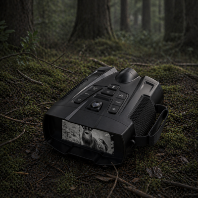 Minener-NOX-V1 night vision goggles feature a 4.0-inch HD display, 10X digital zoom, infrared night vision, and clear black-and-white nighttime observation.