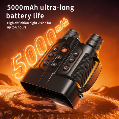 Minener NOX-V4 night vision goggles feature a 5000mAh rechargeable battery, providing up to 6 hours of continuous night vision use outdoors.