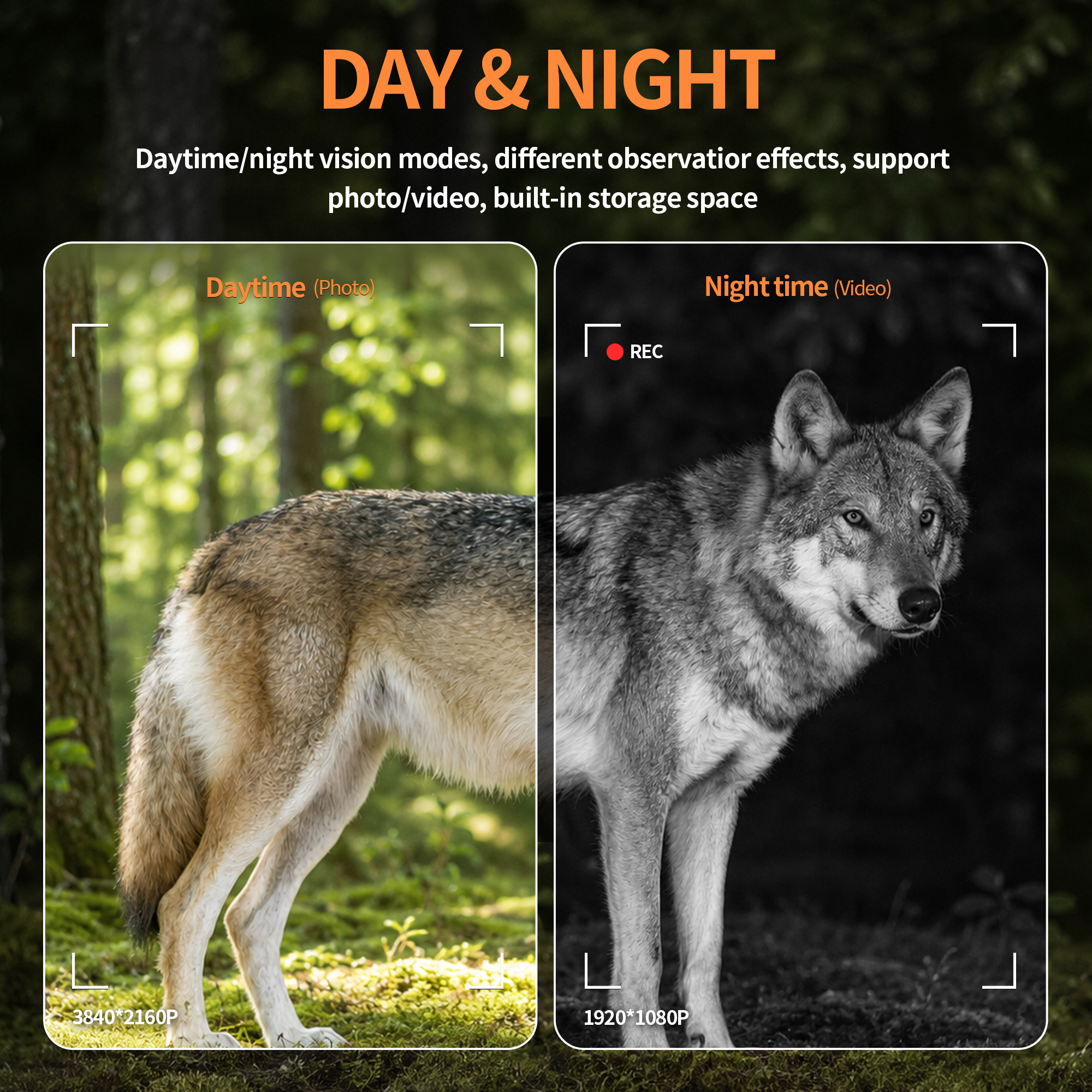 Minener NOX-V5 day and night vision modes for clear wildlife photo and video capture