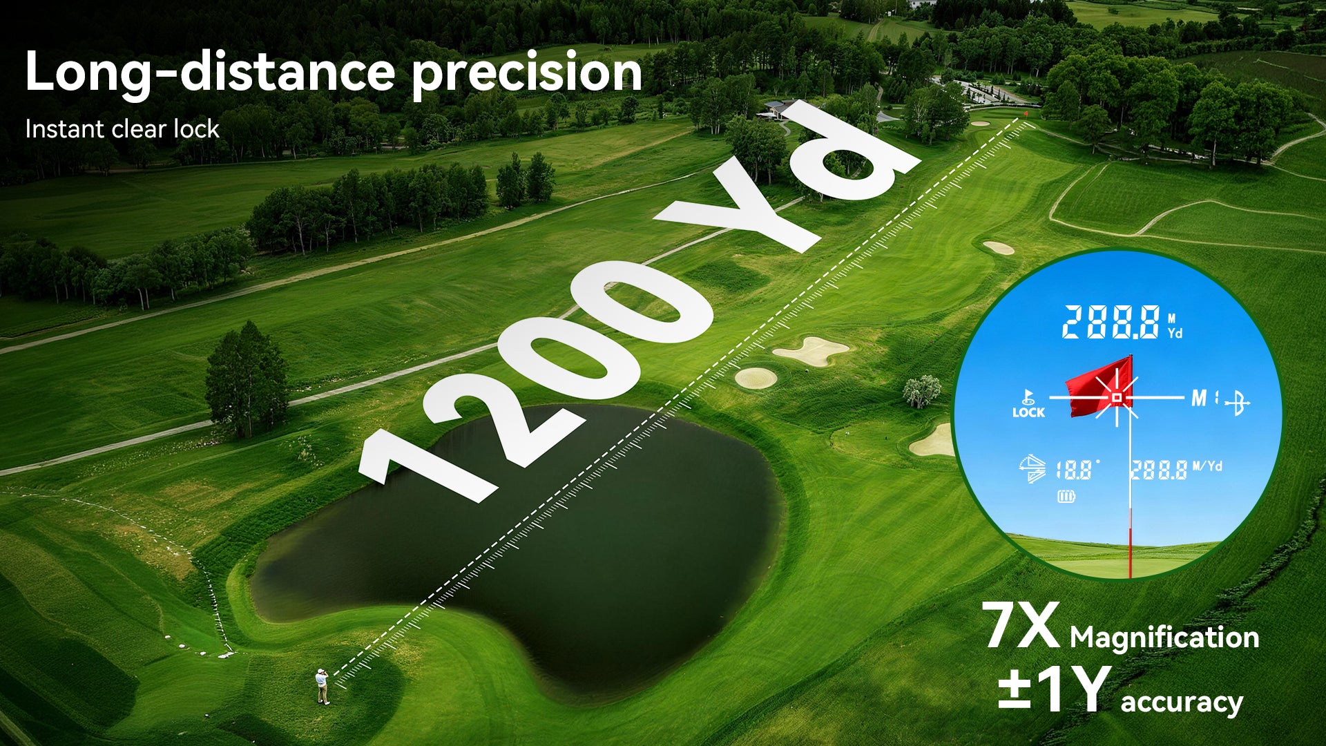Minener Precision G2 rangefinder with 1200-yard range, 7X zoom, and ±1-yard accuracy