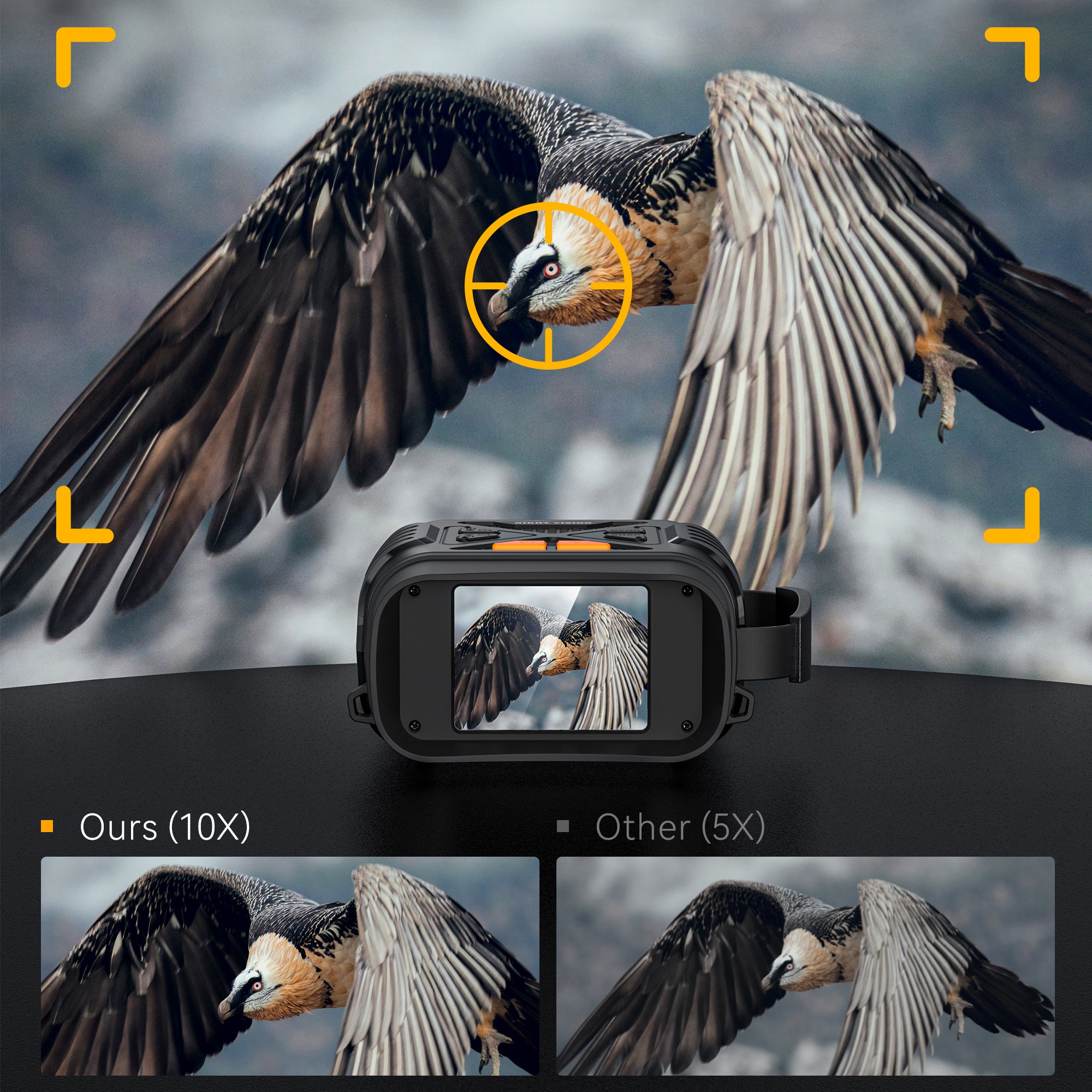 Minener NOX-V2 night vision goggles feature 10X digital zoom, delivering clearer detail and better target focus than standard 5X night vision devices.