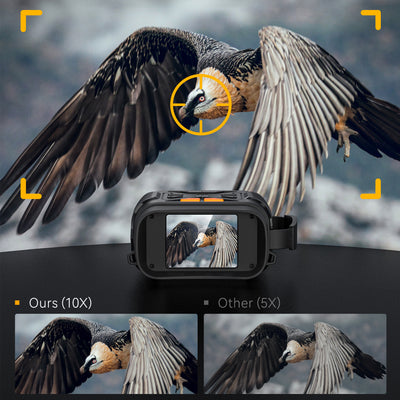 Minener NOX-V2 night vision goggles feature 10X digital zoom, delivering clearer detail and better target focus than standard 5X night vision devices.