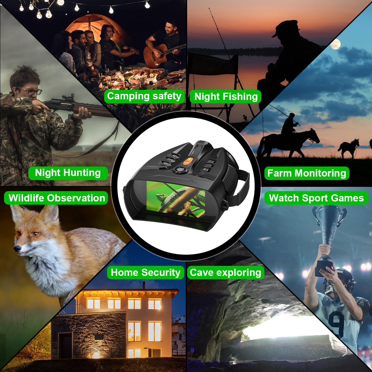 Minener NOX-V6 night vision goggles for camping, wildlife observation, night fishing, farm monitoring, home security and outdoor exploration